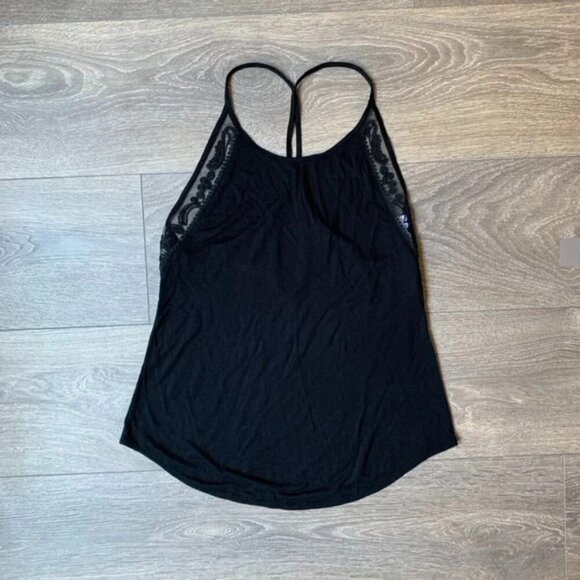 Aritzia Wilfred Cami Tank Top Paisley Lace Trim Criss Cross Back black size XS - Picture 5 of 13